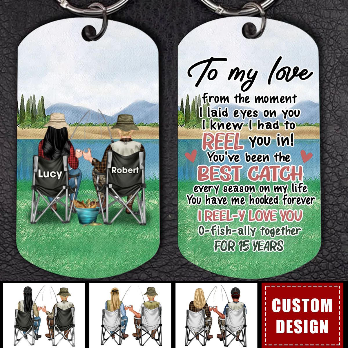 Personalized Fishing Couple Stainless Keychain - Gift Idea For Couple