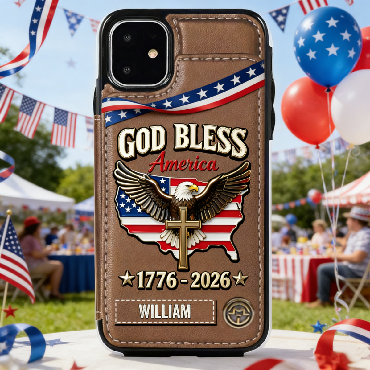 Personalized American 250Th Anniversary Wallet Phone Case