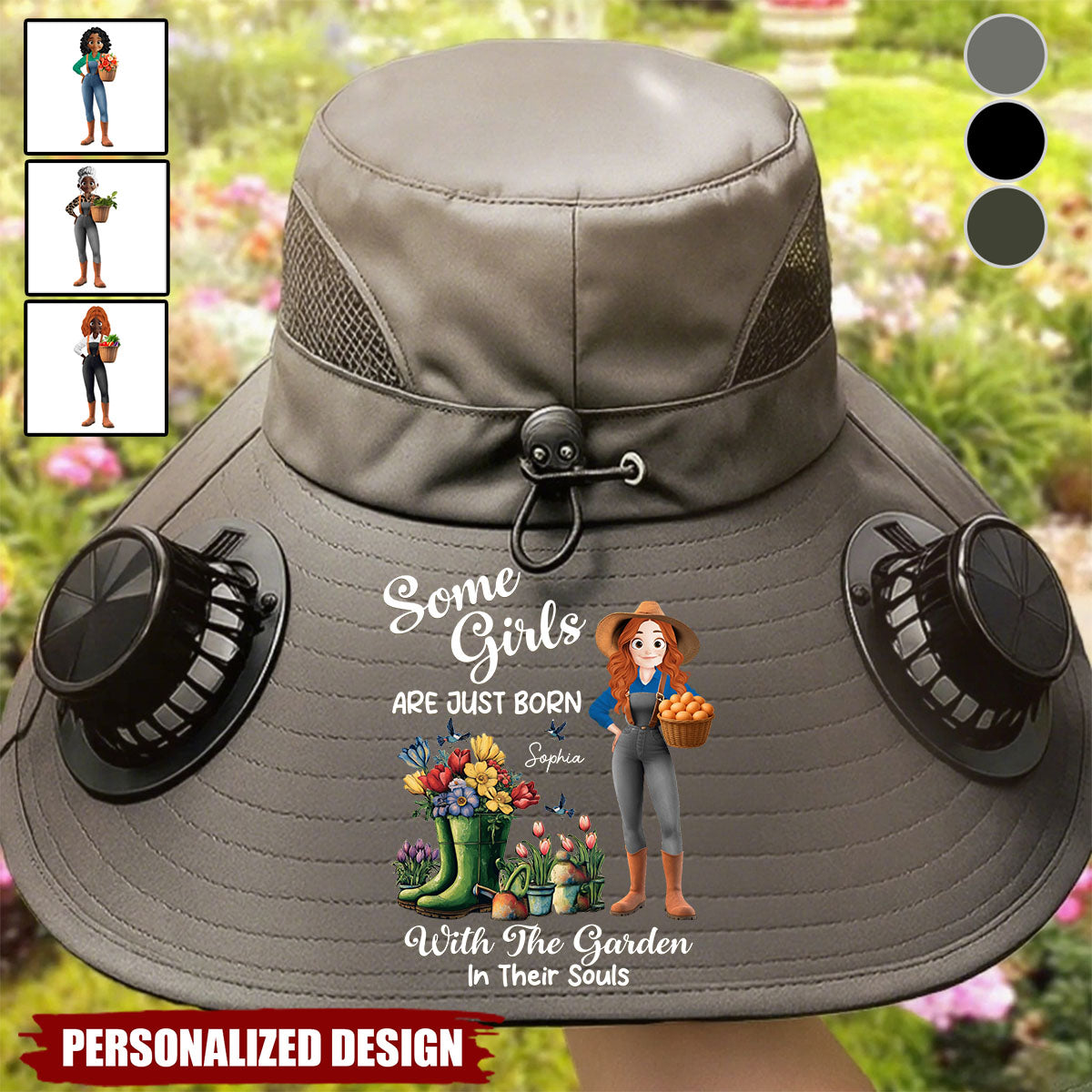 Custom Solar Fan Hat-Personalized Garden Gifts For Gardeners-Crazy Plant Lady Vibes