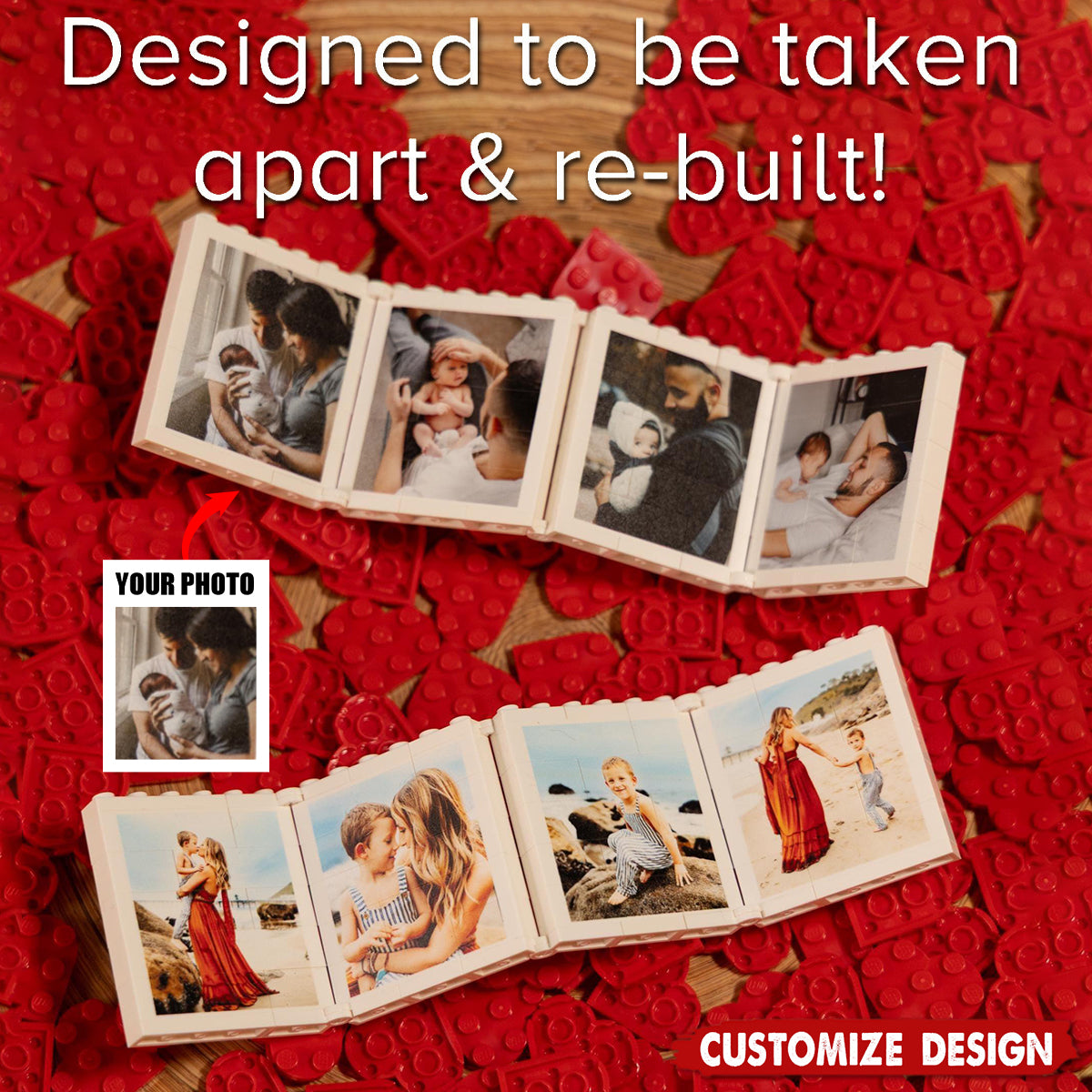 Personalised Fold-Out Daddy & Me Brick Photo Block Gift Mini Photo Album Keepsake Gift for Dad