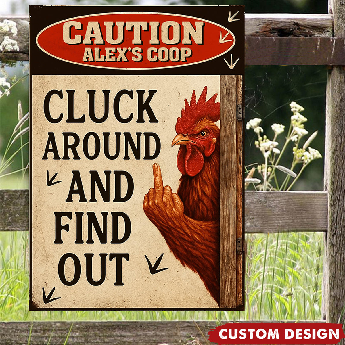 Cluck Around And Find Out - Personalized Chicken Rectangle Metal Sign