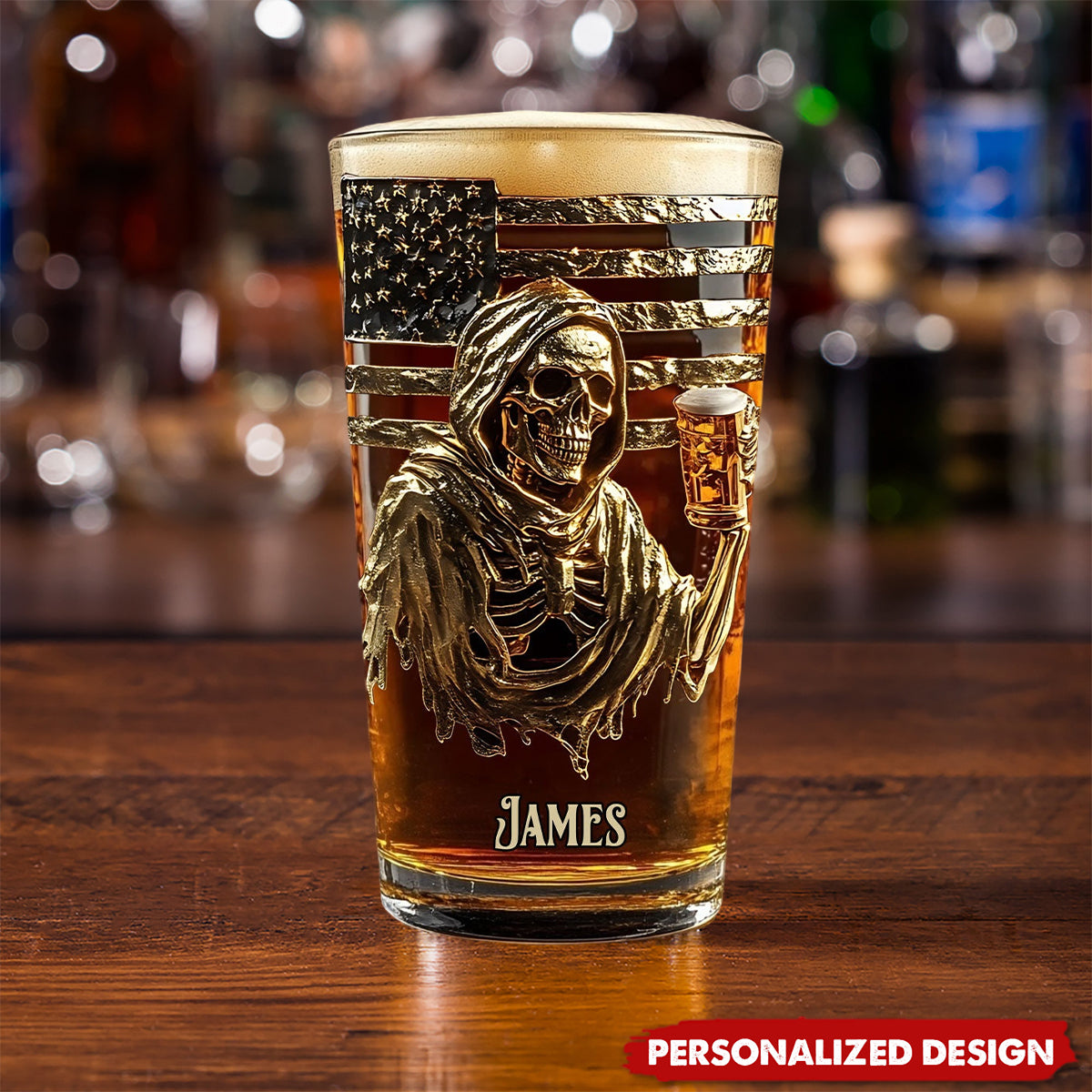 F*ck It Let's Have A Beer - Personalized Skull Beer Glass