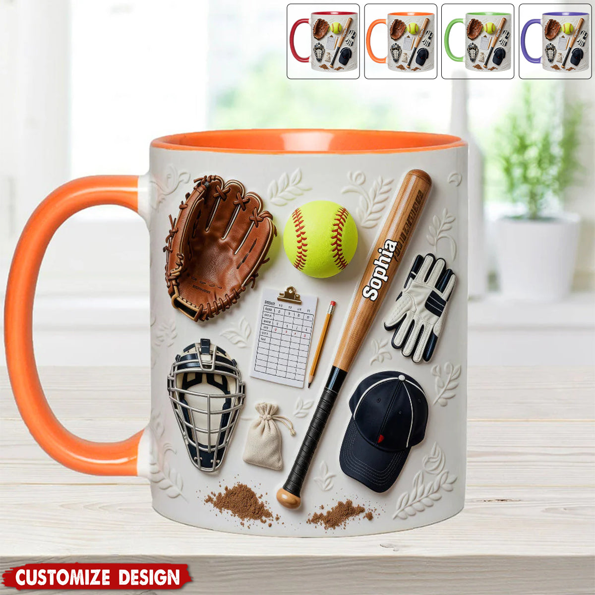 Love Softball - Personalized Softball Accent Mug
