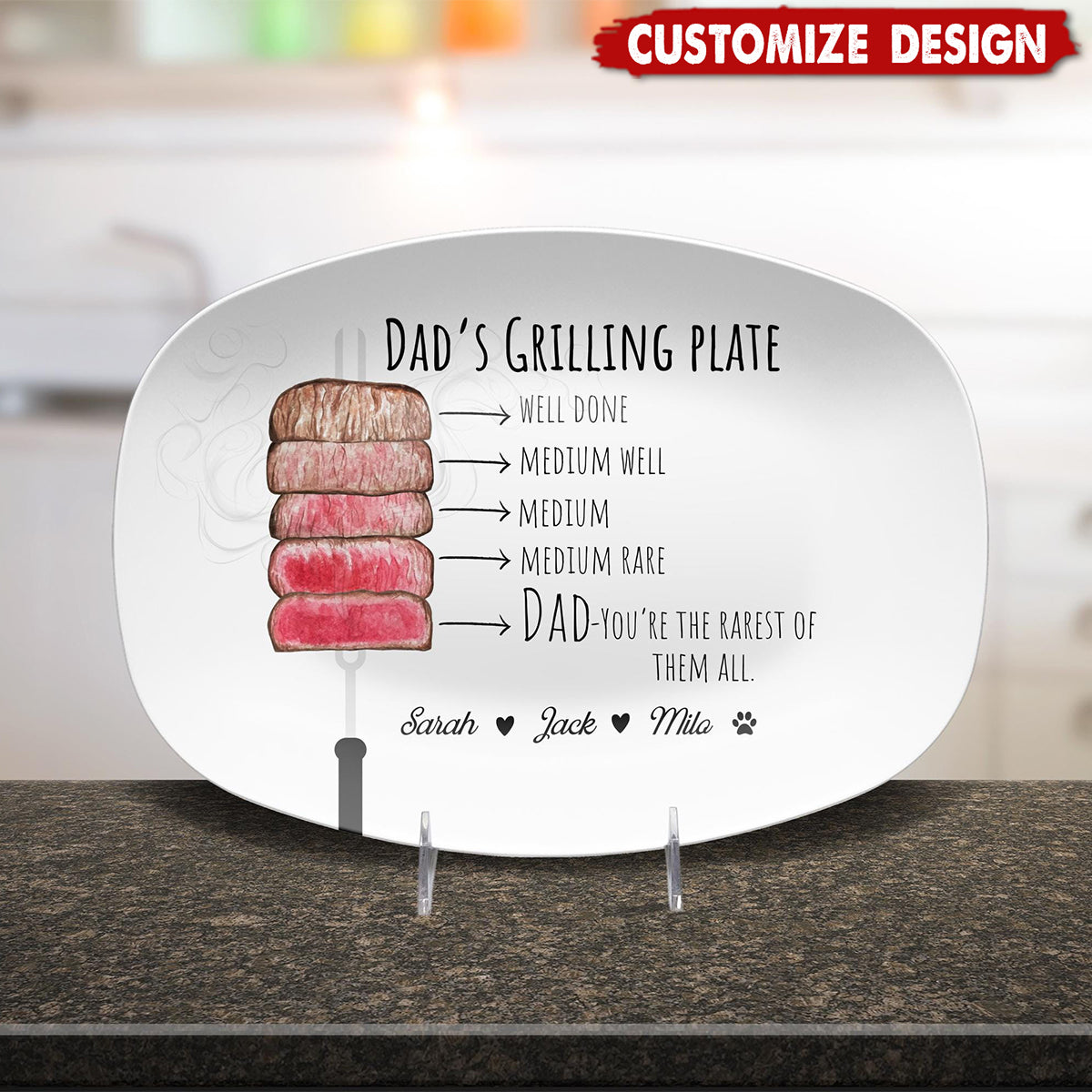 Grilling Plate for Dad Personalized Platter - Father's Day, Gift For Dad, Grandpa