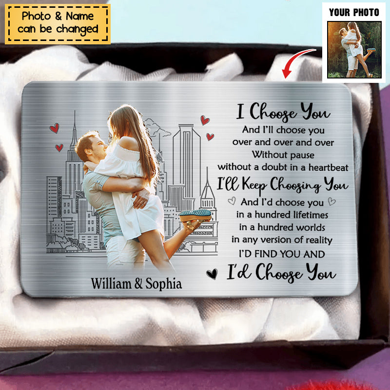 The Day I Met You - Personalized Couple Stainless Wallet Insert Card-Gift Idea For Him/ Her/ Couple
