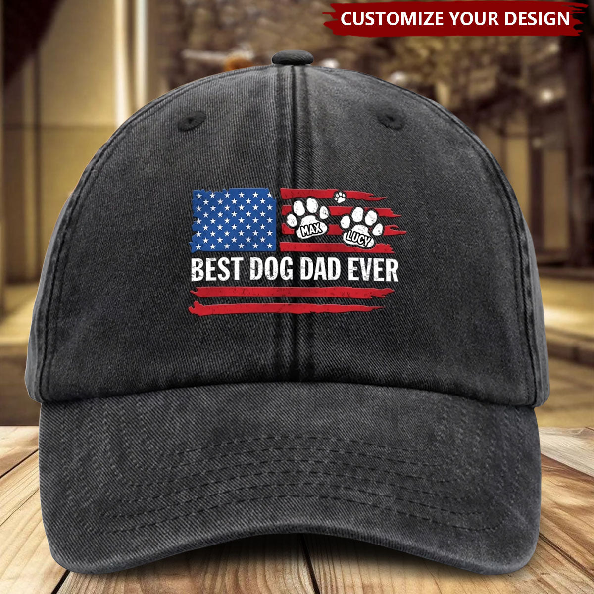 In Paws We Trust - Dog & Cat Personalized Custom Vintage Washed Denim Baseball Cap US - Gift For Dad, Pet Owners, Pet Lovers