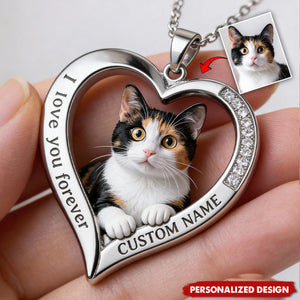 Personalized Cat Shaped Metal Pendant Necklace