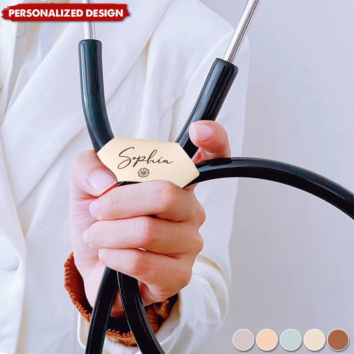 Personalized Leather Stethoscope Name Tag Gift for Doctor