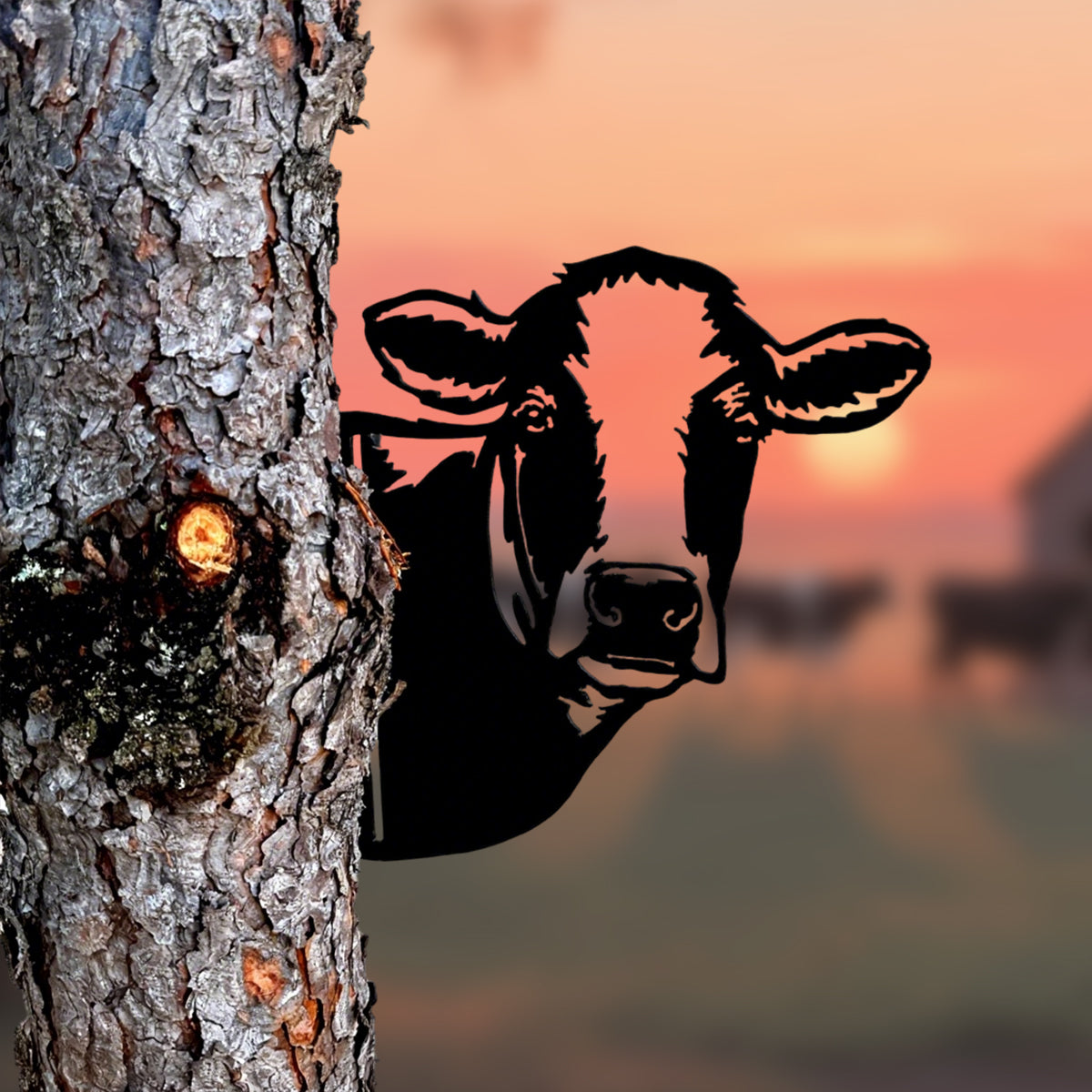 Peek-A-Boo Cow Metal Sign - Versatile Mountable Wall Art