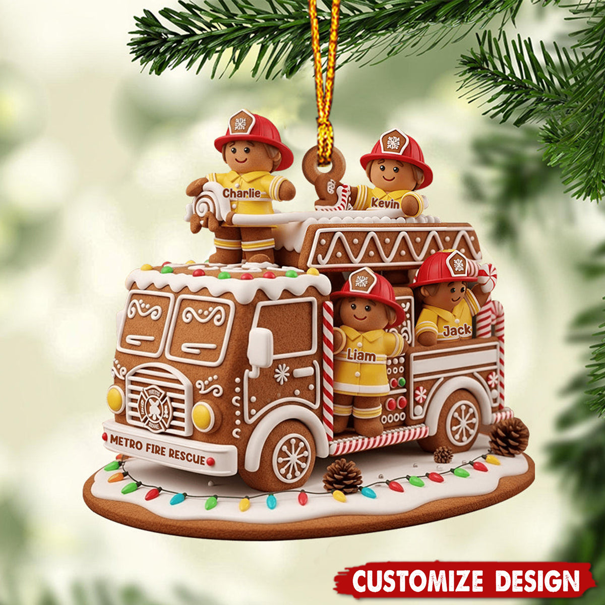 Heroes With Festive - Personalized Firefighter Ornament