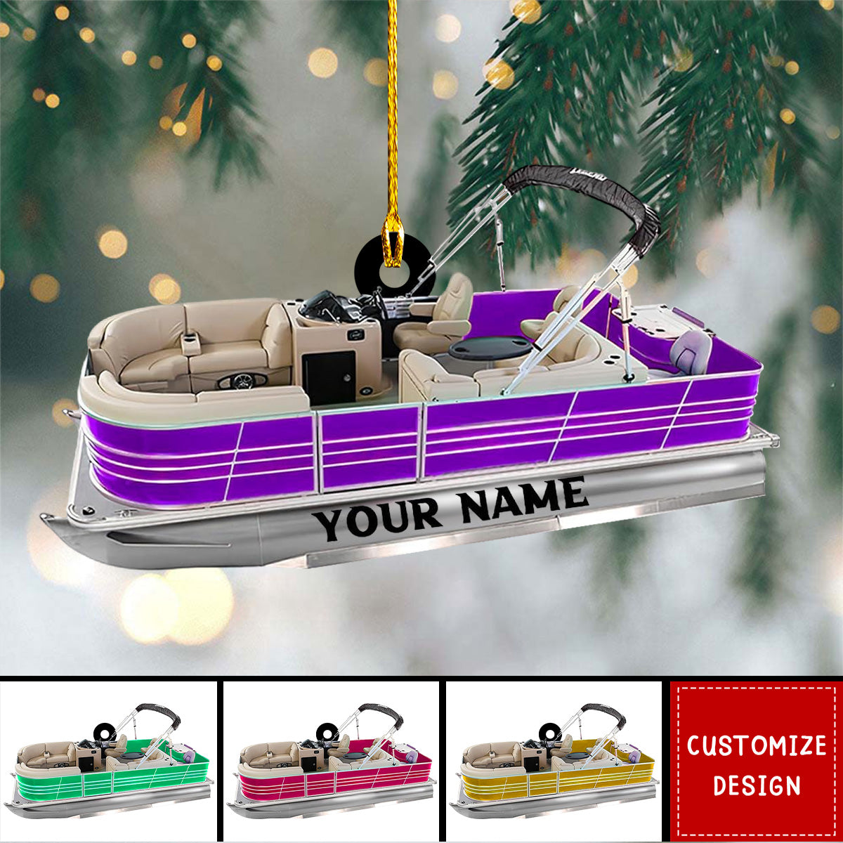 Personalized Pontoon Boat Acrylic Christmas Ornament - 2025 New Release