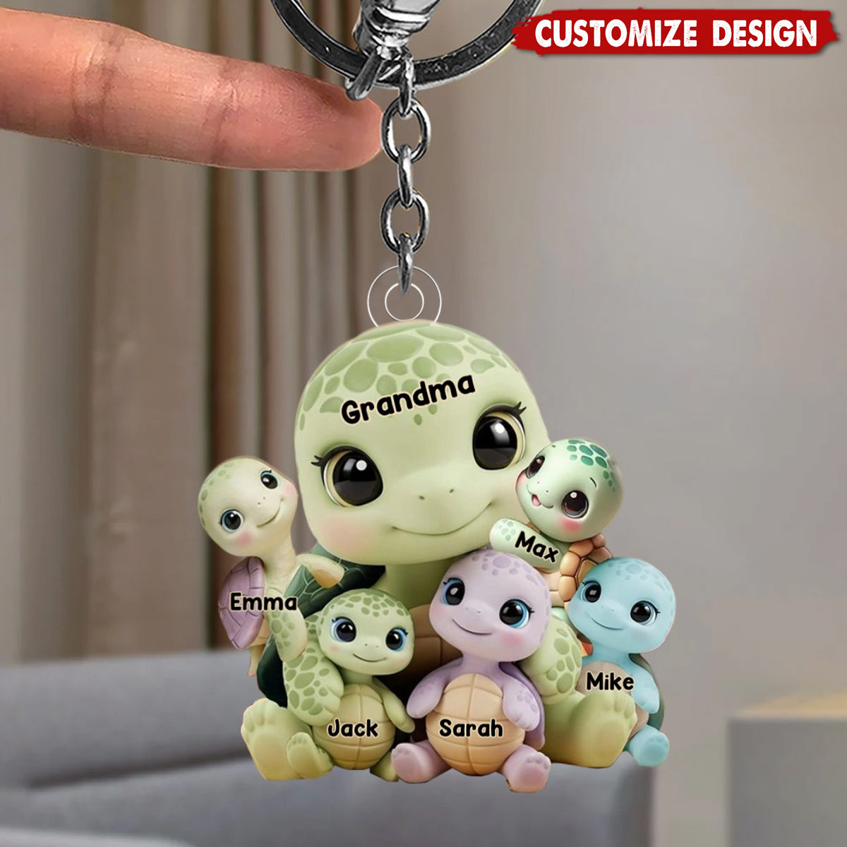 Mama Turtle - Personalized Mother Keychain