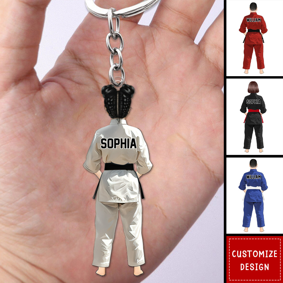 Boyish Keychains Personalized Boy Girl Black Belt Keychain -Gifts For Karate,Jiu Jitsu ...