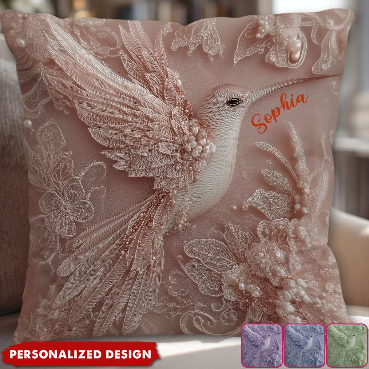 Beautiful Hummingbird - Personalized Hummingbird Throw Pillow