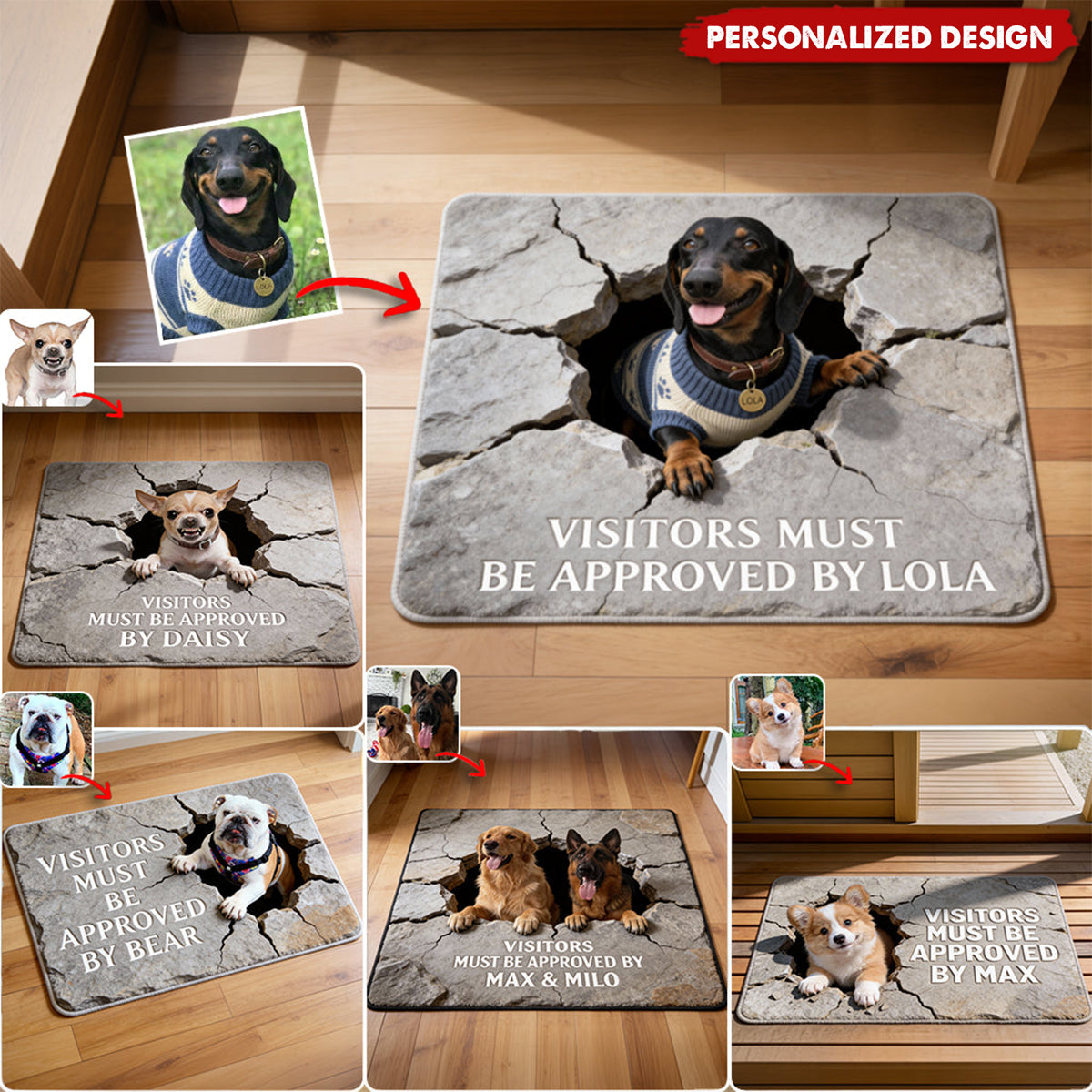 Visitors Must Be Approved-Personalized Dog Shaped Doormat/ Rug