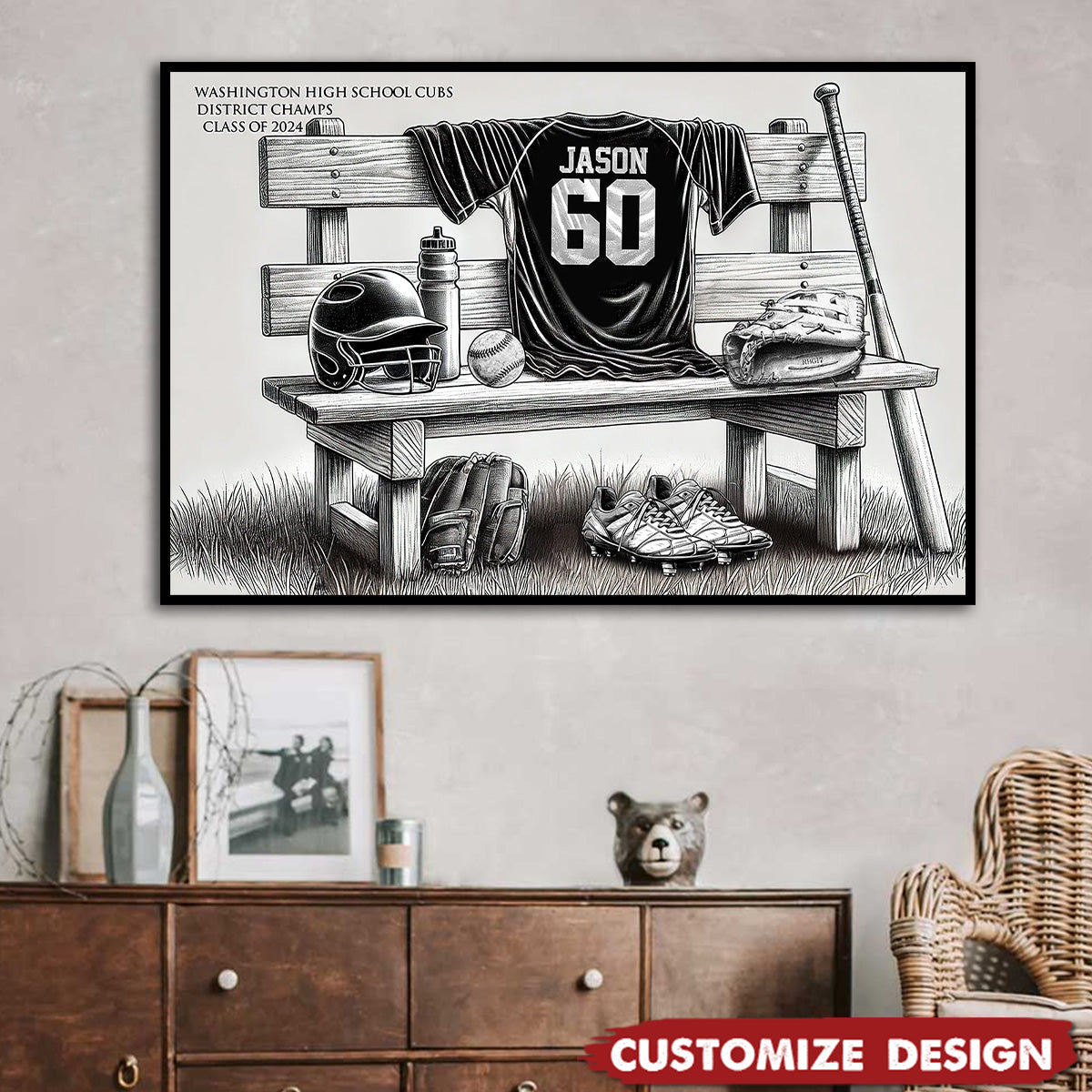 Personalized Class Baseball Team Poster-Gift For Baseball Team Members