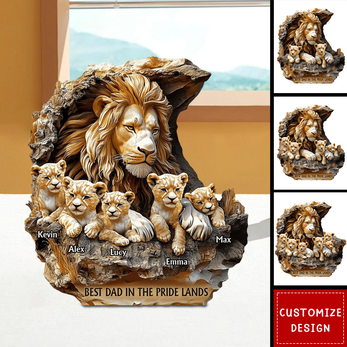Papa Lion - Personalized Father Custom Shaped Acrylic Plaque