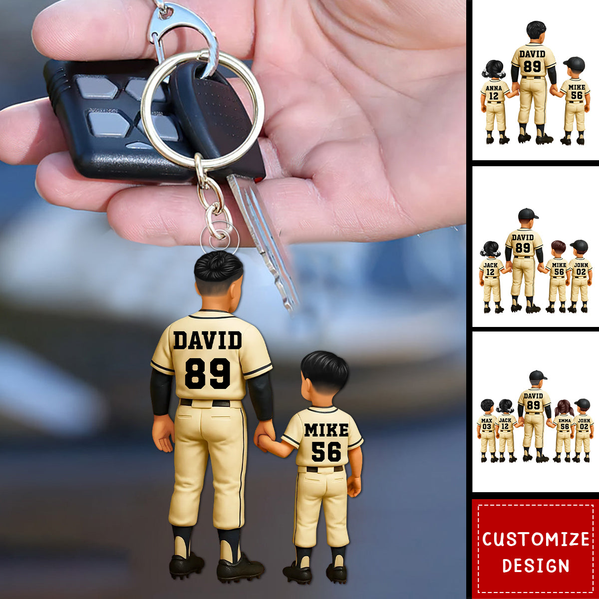 We Caught the Best Dad Baseball-Personalized Acrylic Keychain-Father's Day Gift