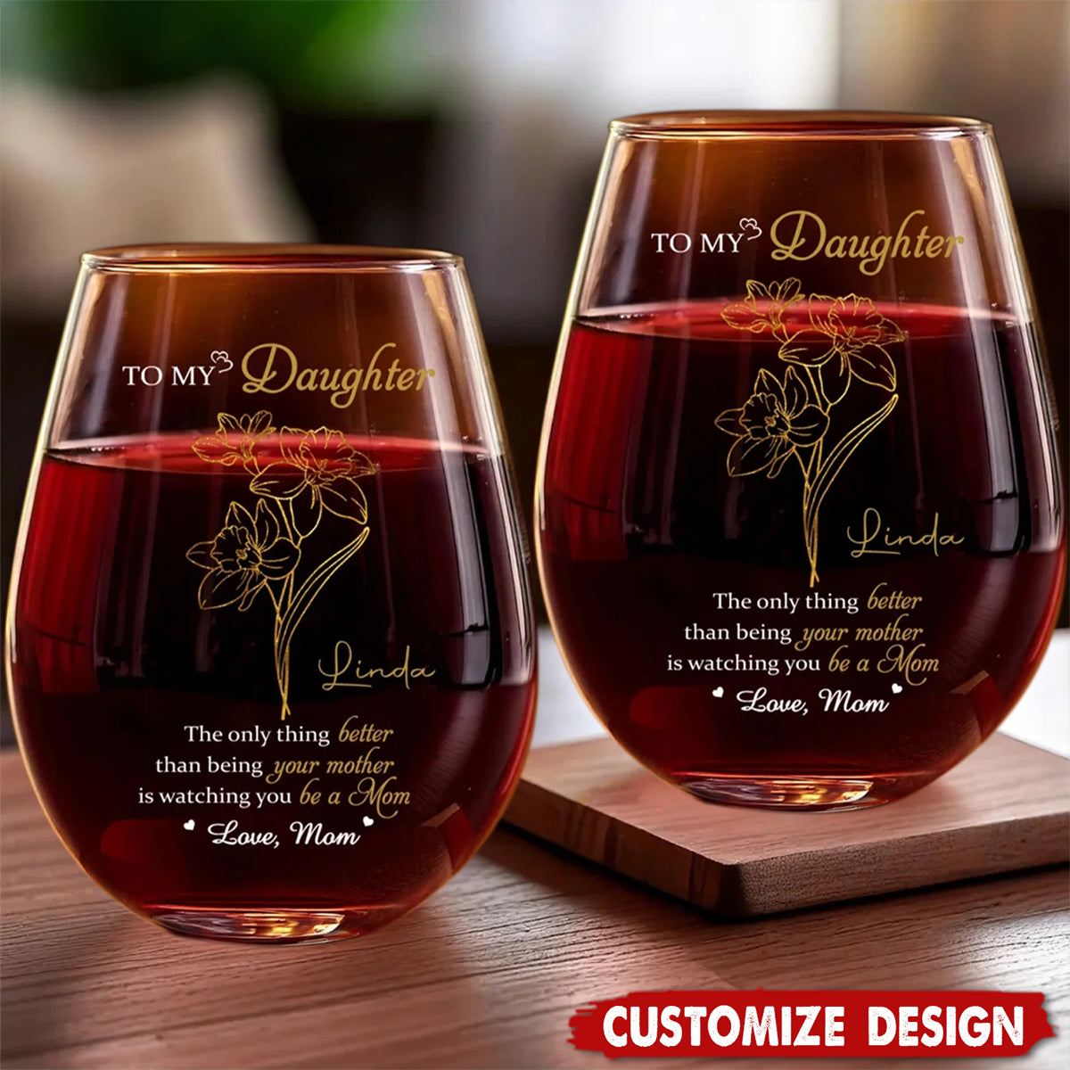 A Mother’s Love, Endless And True - Family Personalized Custom Wine Glass - Mother's Day, Gift For Mom, Daughter