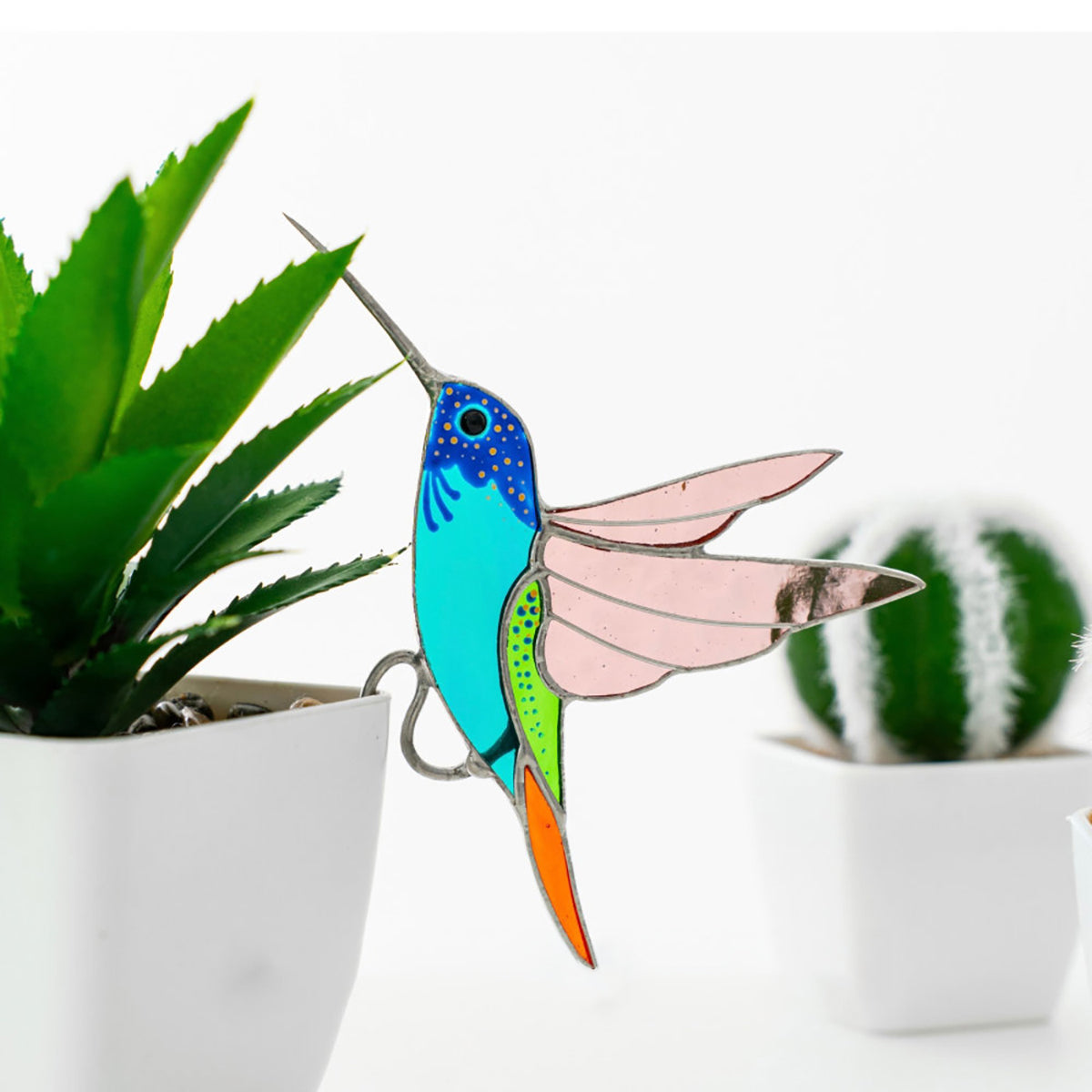 Stained glass planter farmhouse decor - Mother's Day gift for mom grandma