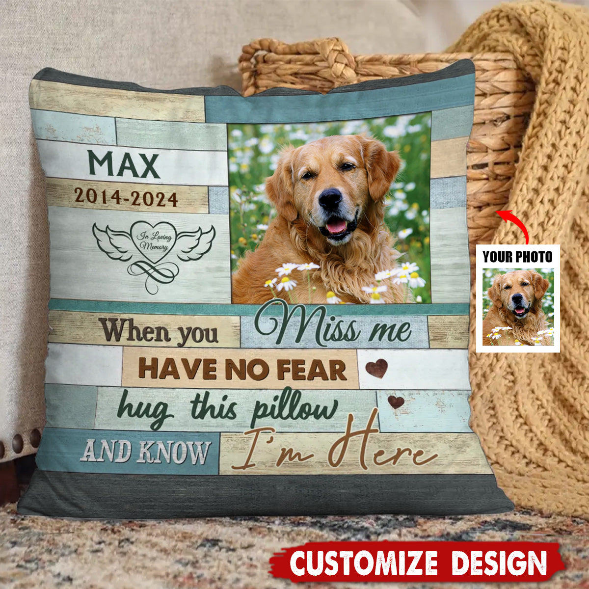 When You Miss Me - Personalized Photo Memorial  Pillow - Gift For Family, Siblings, Friends