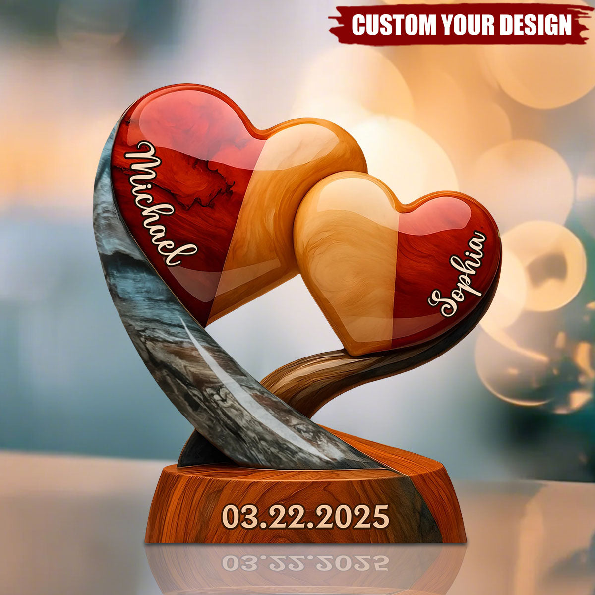 Our Hearts Beat As One - Couple Personalized Custom Acrylic Plaque - Gift For Husband Wife, Anniversary