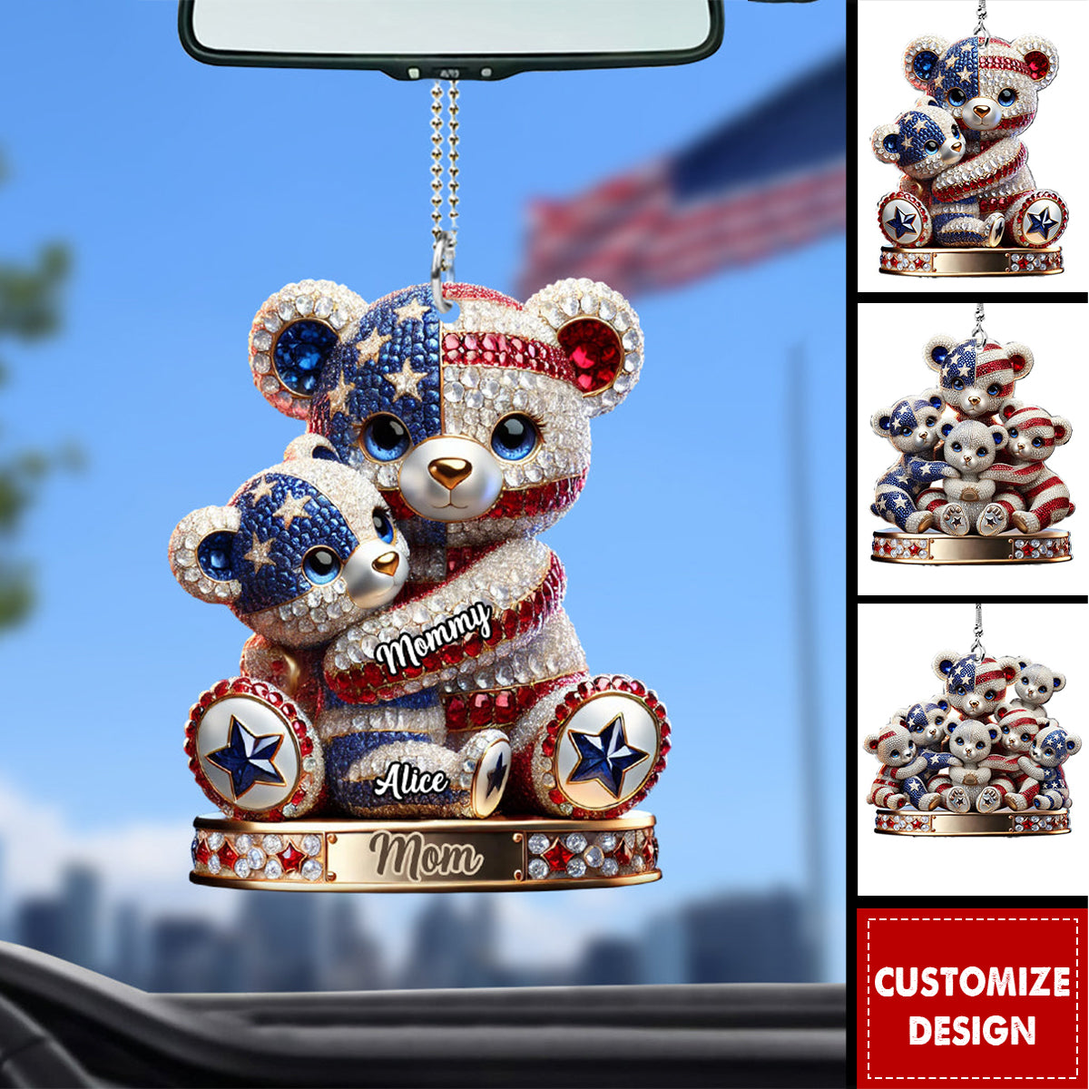 Personalized Mother Transparent Car Ornament - 4th of July Independence Day Gift