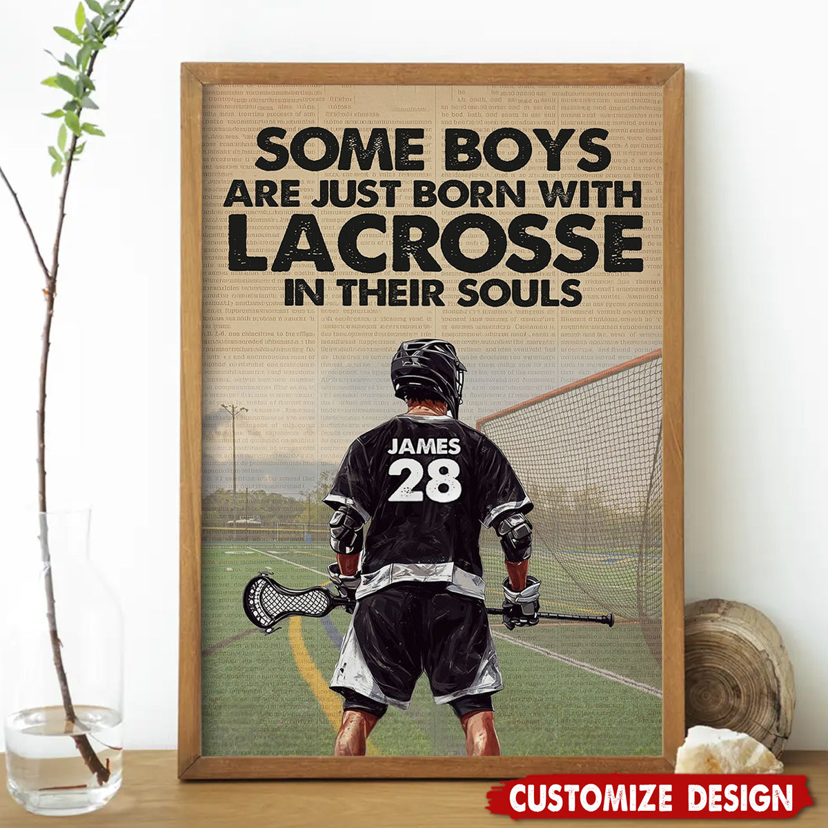 Some Boys Are Just Born With Lacrosse In Their Souls-Personalized Lacrosse Boy Poster