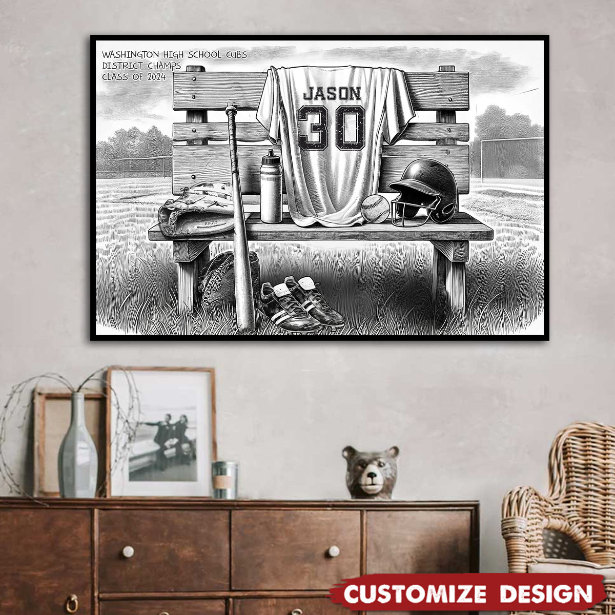 Personalized Class Softball Team Poster-Gift For Softball Team Members