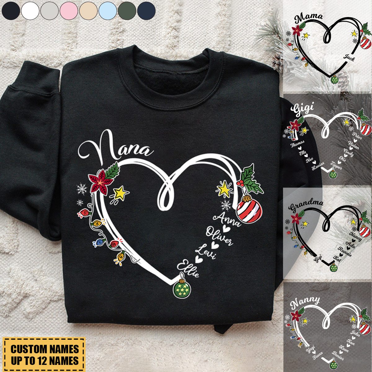 2024 New Release Nana Heart Christmas And Grandkids Sweatshir