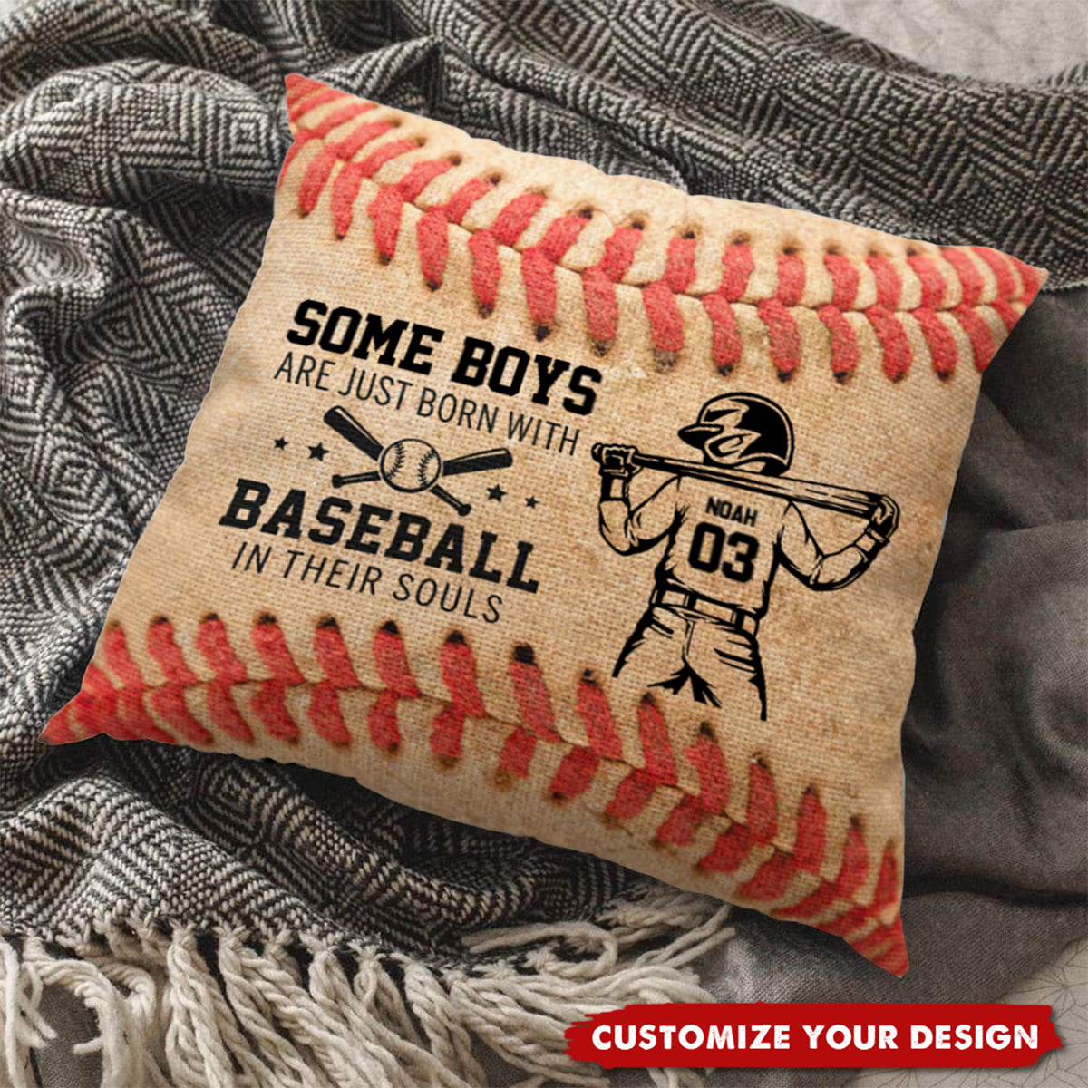 Some Boys Girls Are Just Born With Baseball In Their Souls - Personalized Pillow