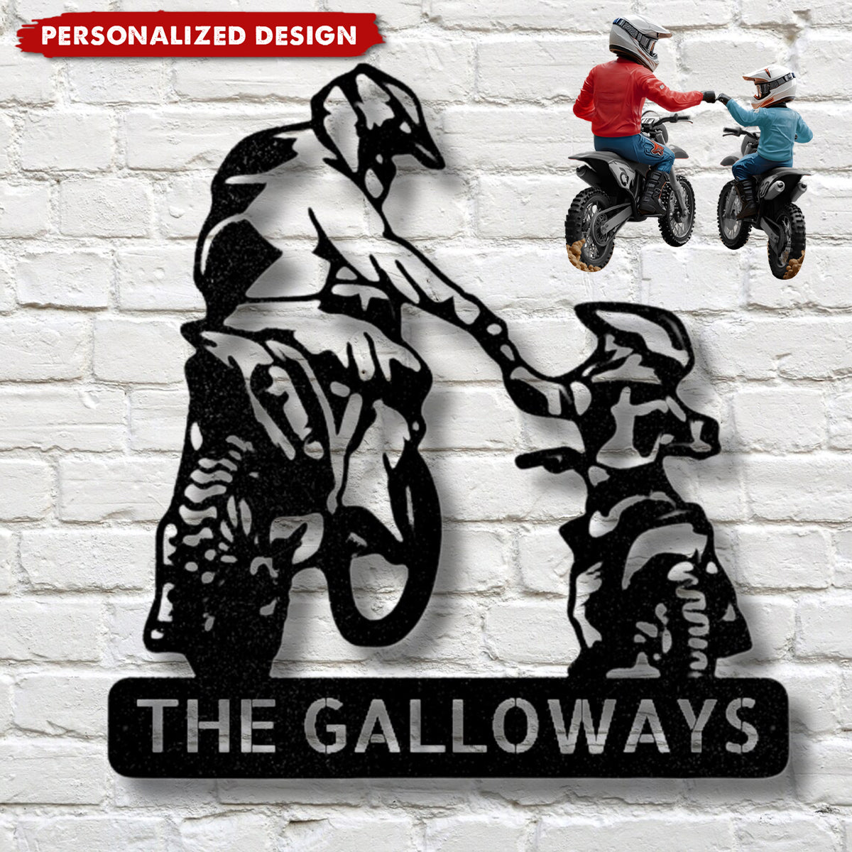 Personalized Father and Son Motocross Metal Wall Sign-Father’s Day Gift