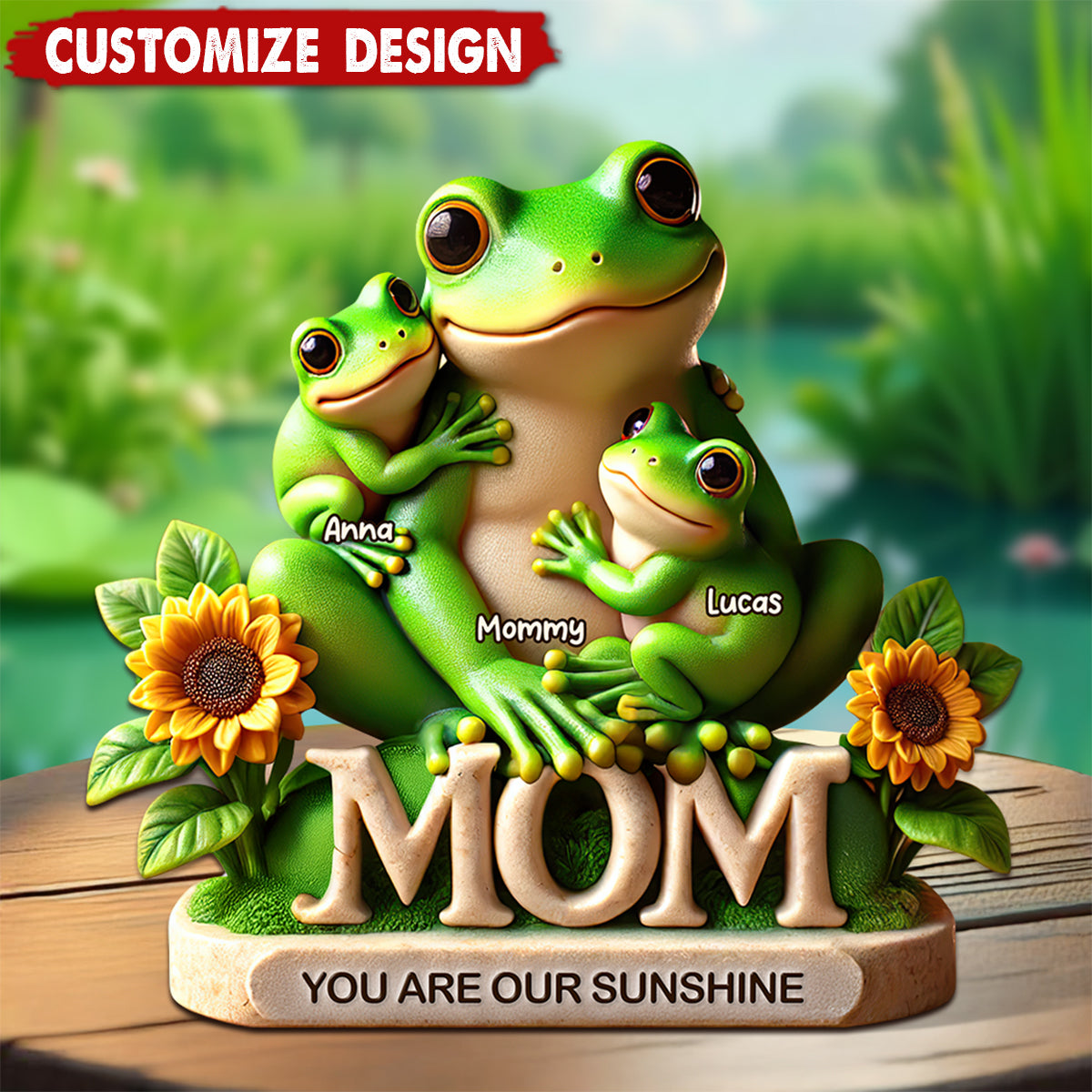 Frog Mom Plaque - Personalized Gift For Mom