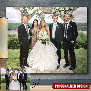 Personalized  Wedding Portrait On Canvas From Photo,Hand Painted Wedding Photo-WeddingGift