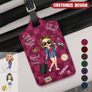 Travel Is My Therapy - Personalized Luggage Tag - Gift For Travellers