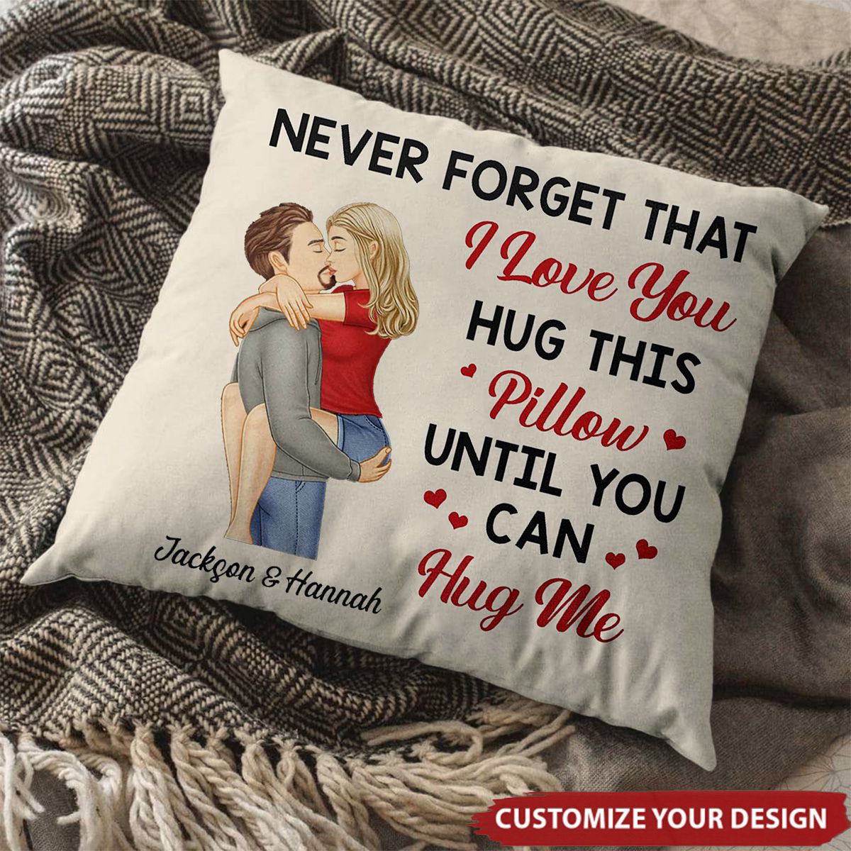 Hug This Pillow Until You Can Hug Me Couples - Personalized Pillow - Anniversary Gift For Husband,Wife
