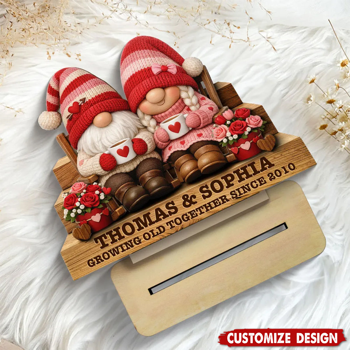 Personalized Wooden Couple Plaque - Everlasting Love Valentine Gift for Lovers