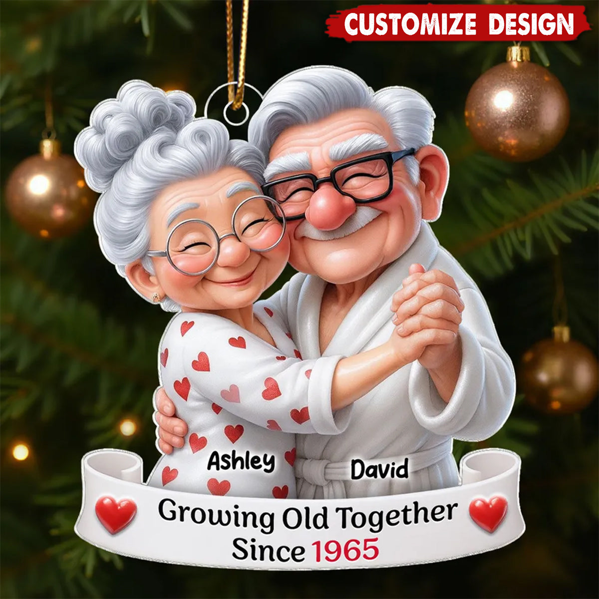 Personalized Dancing Acrylic Ornament - Gift For Old Couple