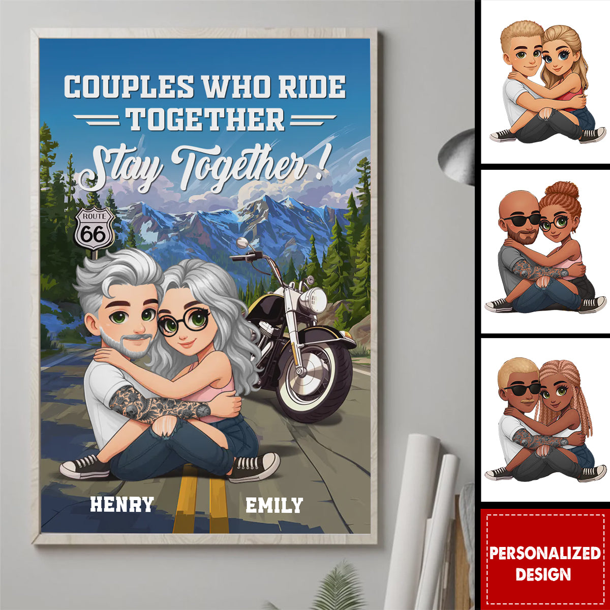 Ride Together, Love Forever-Personalized Anniversary Wedding Poster Gifts For Husband And Wife