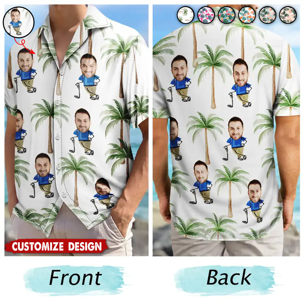 Custom Photo Golf Lovers Funny Art - Personalized Hawaiian Shirt
