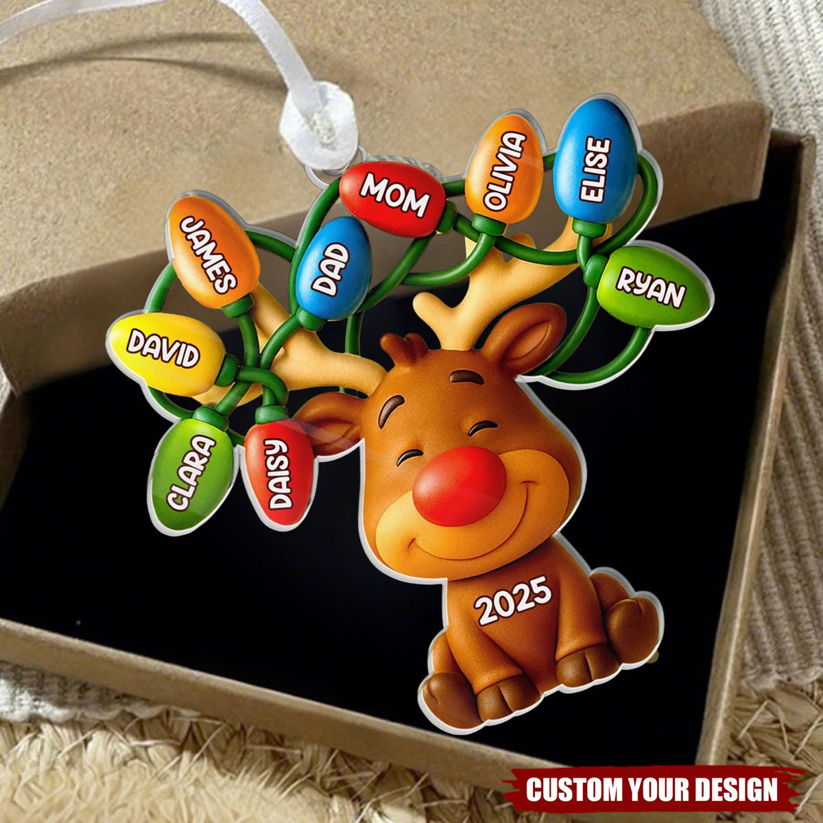 Personalized Christmas Birthday Acrylic Ornament Gifts For Mom, Dad, Kids - Our Reindeer Crew