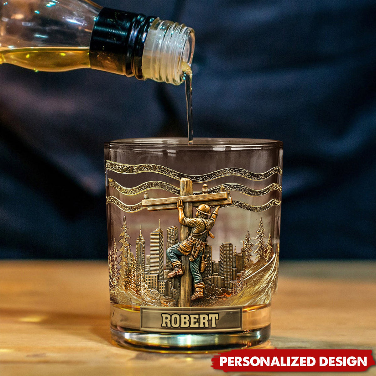 Lineman Legacy Glass-Personalized Lineman Whiskey Glass