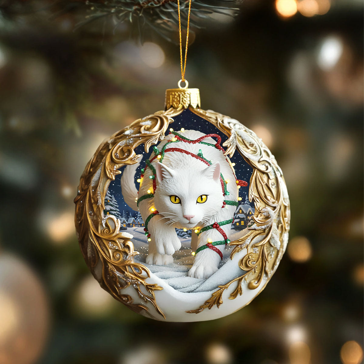 Yule Cat Christmas Hanging Ornament