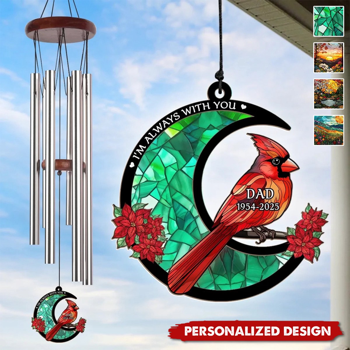 When Cardinals Appear,Angels Are Near-Memorial Personalized Wind Chime Suncatcher