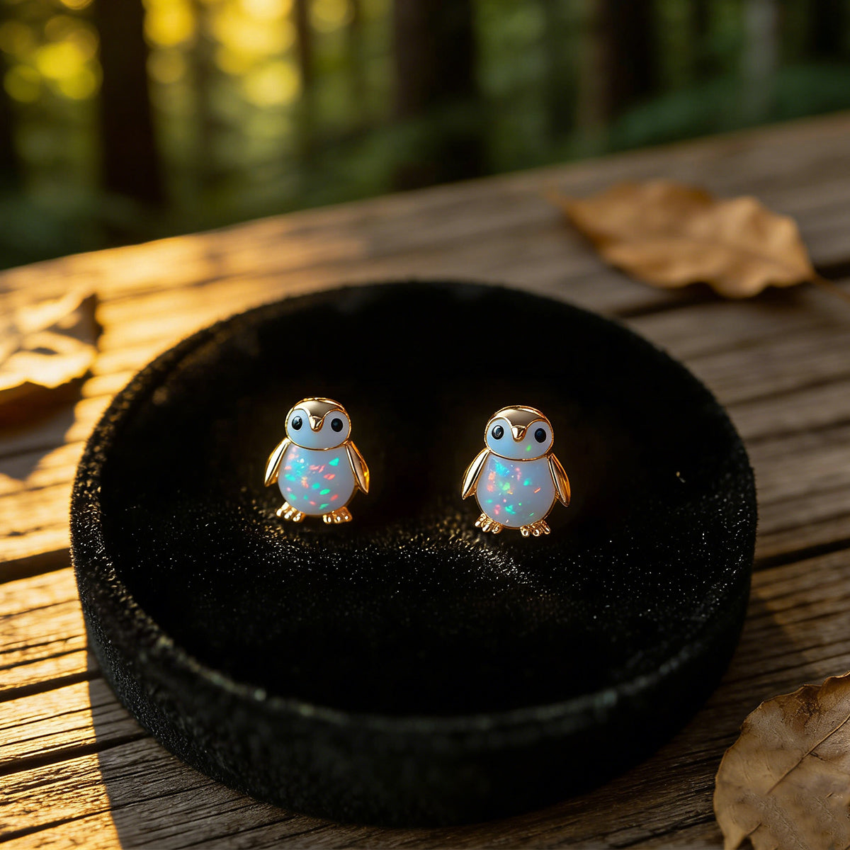 Tiny Penguin Opal Stud Earrings, Animal Earrings
