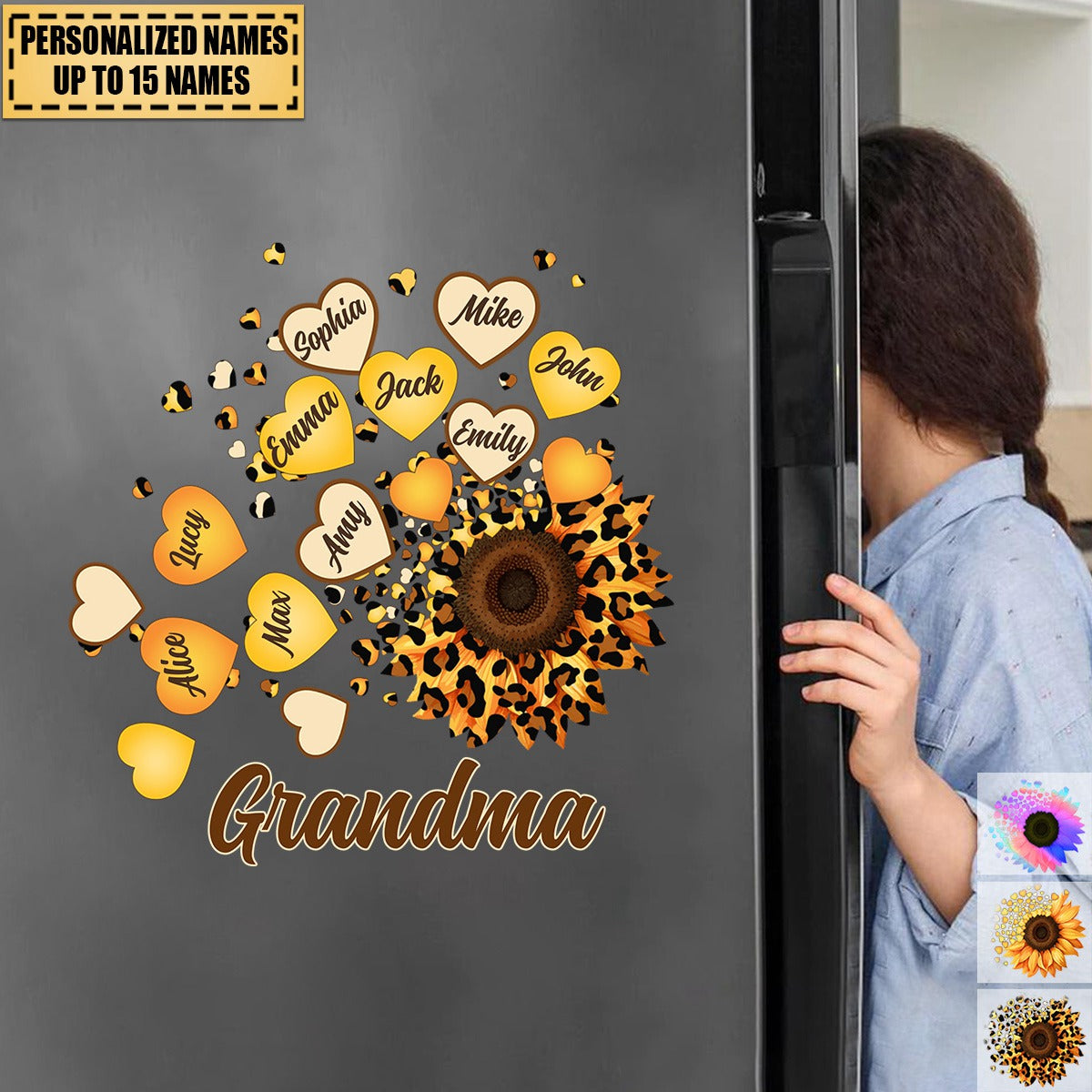 Grandma Mom Kids Sunflower - Gift For Mother, Grandmother - Personalized Sticker Decal