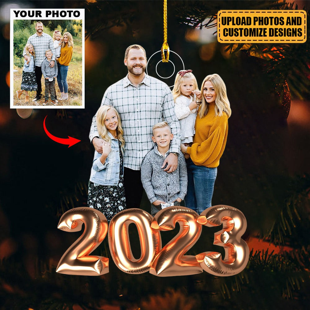 2023 Christmas Balloon - Personalized Photo Mica Ornament - Christmas Gift For Family Members