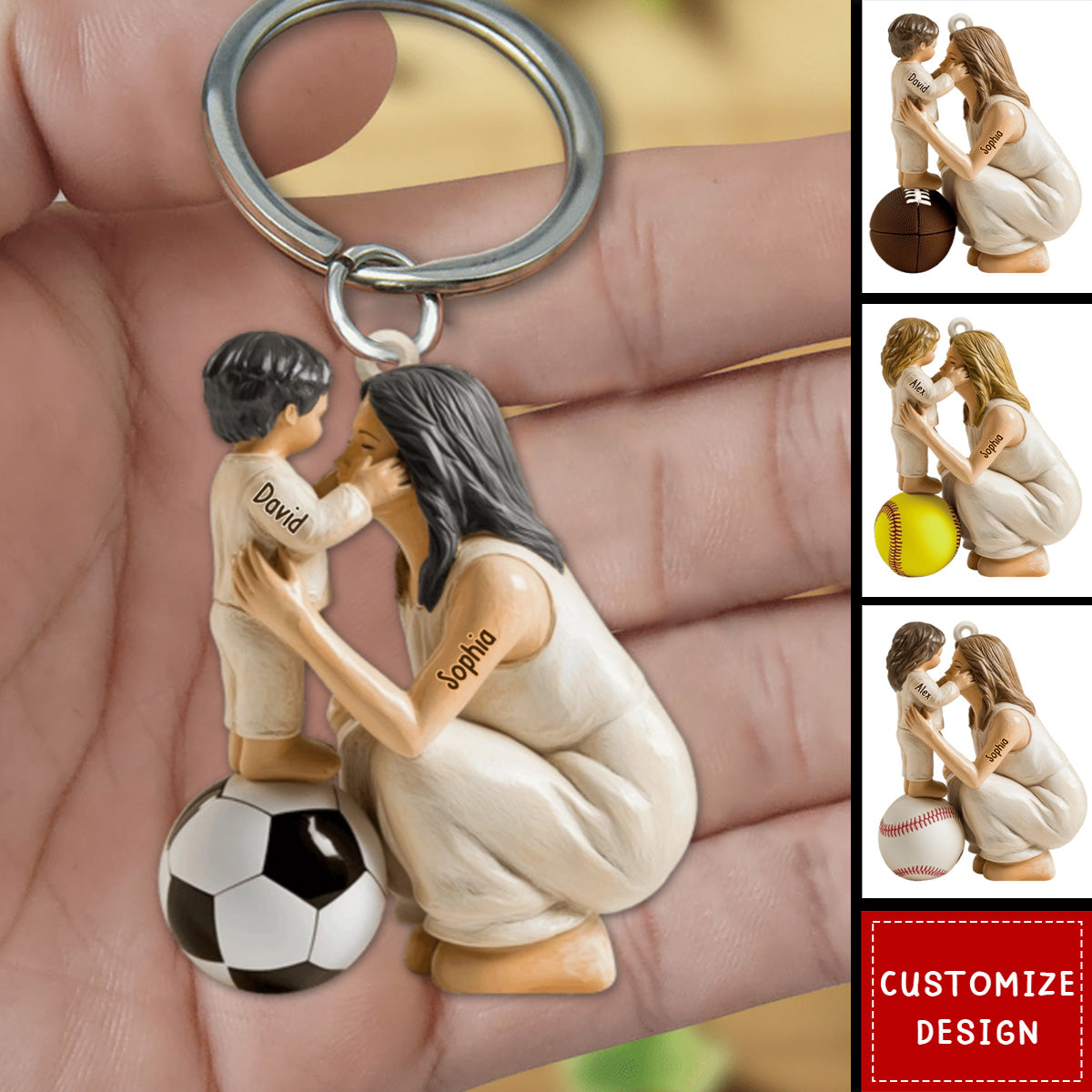 Personalized Any Sport Mom Acrylic Keychain