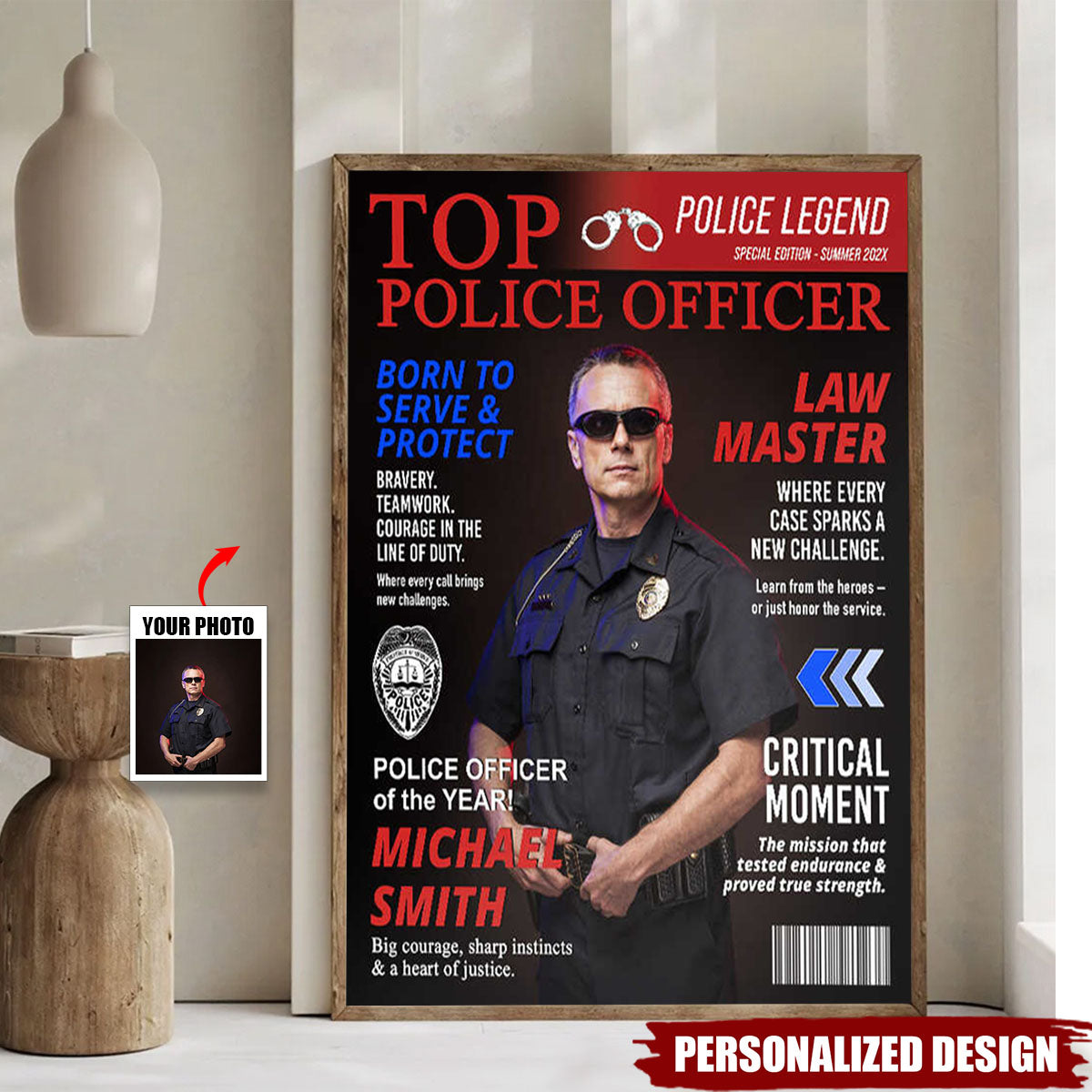 Personalized Police Officer Magazine Cover Poster-Police Officer Gifts