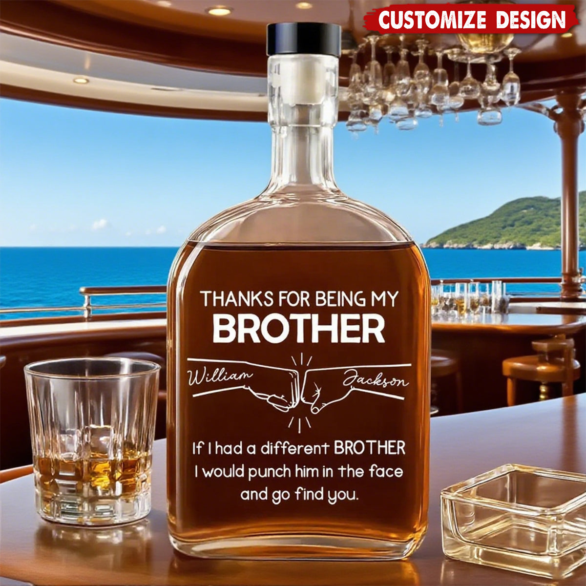 Thanks For Being My Brother - Personalized Spirits Decanter